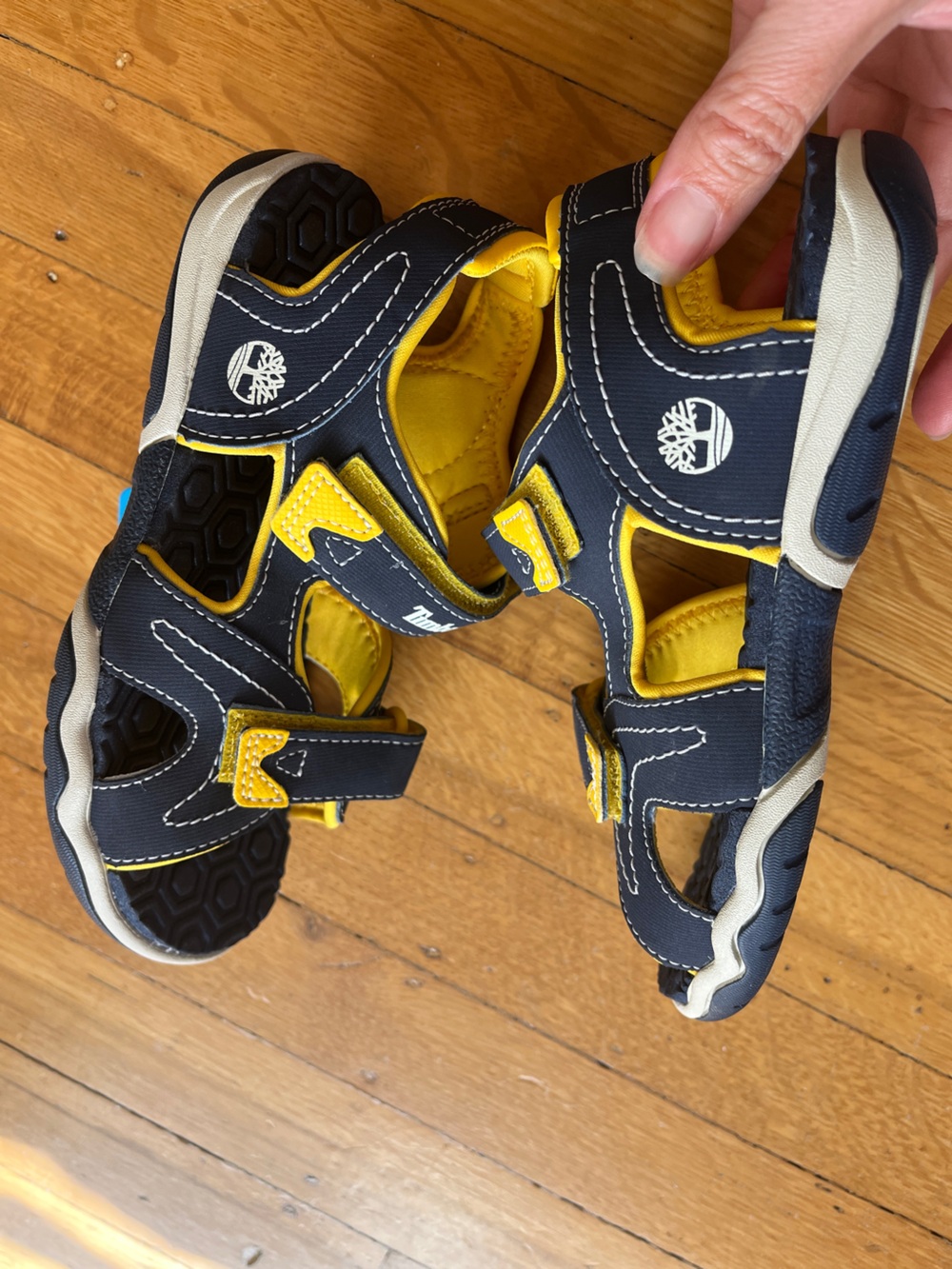 Timberland unisex blue yellow sport sandals 1 water shoes flip flops Velcro - Picture 5 of 7